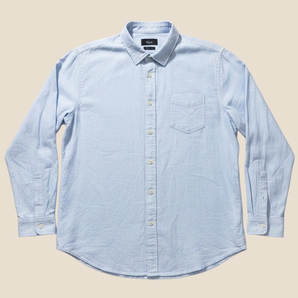 Rails Linen Blend Long Sleeve Button Down Shirt Mens XL Casual Pocket Light Blue